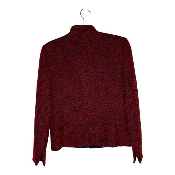 Kasper ASL Blazer Womens 4 Red Tweed Holiday Wool Mohair Blend Textured Twee - Picture 2 of 15